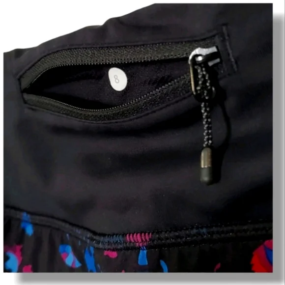 Lululemon Run Times 4 Activewear Colorful Running Shorts Dandy Digie Black 8